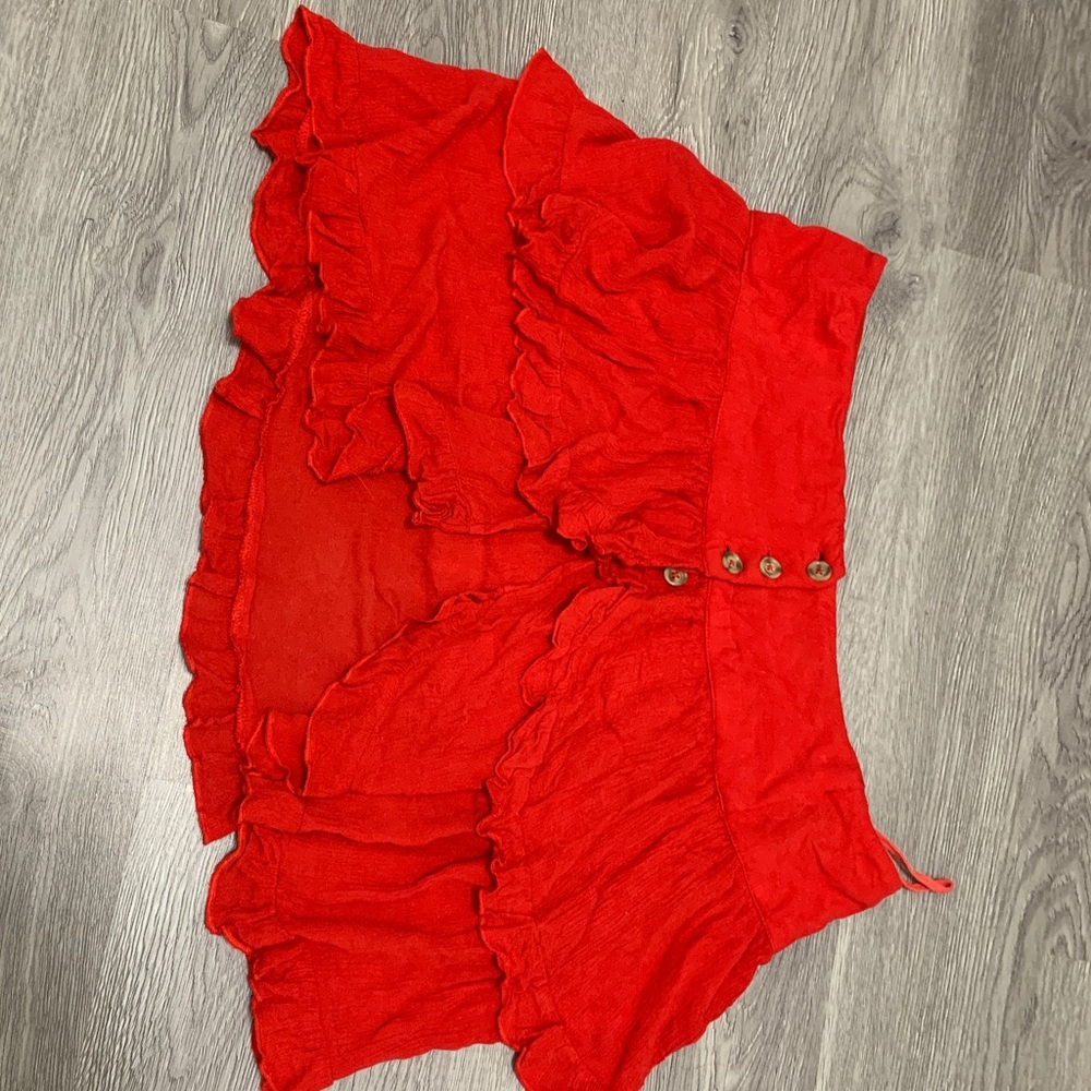 Red ruffled Free People skirt